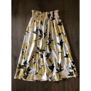 Lemon Print Flowy Skirt